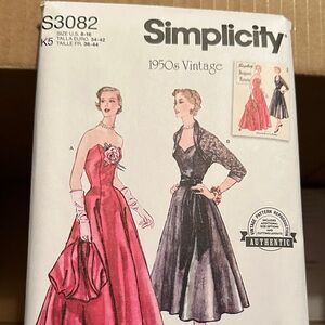 Simplicity 1950s Vintage Dress Pattern in Red & Black Sz 8-16 New Uncut FF